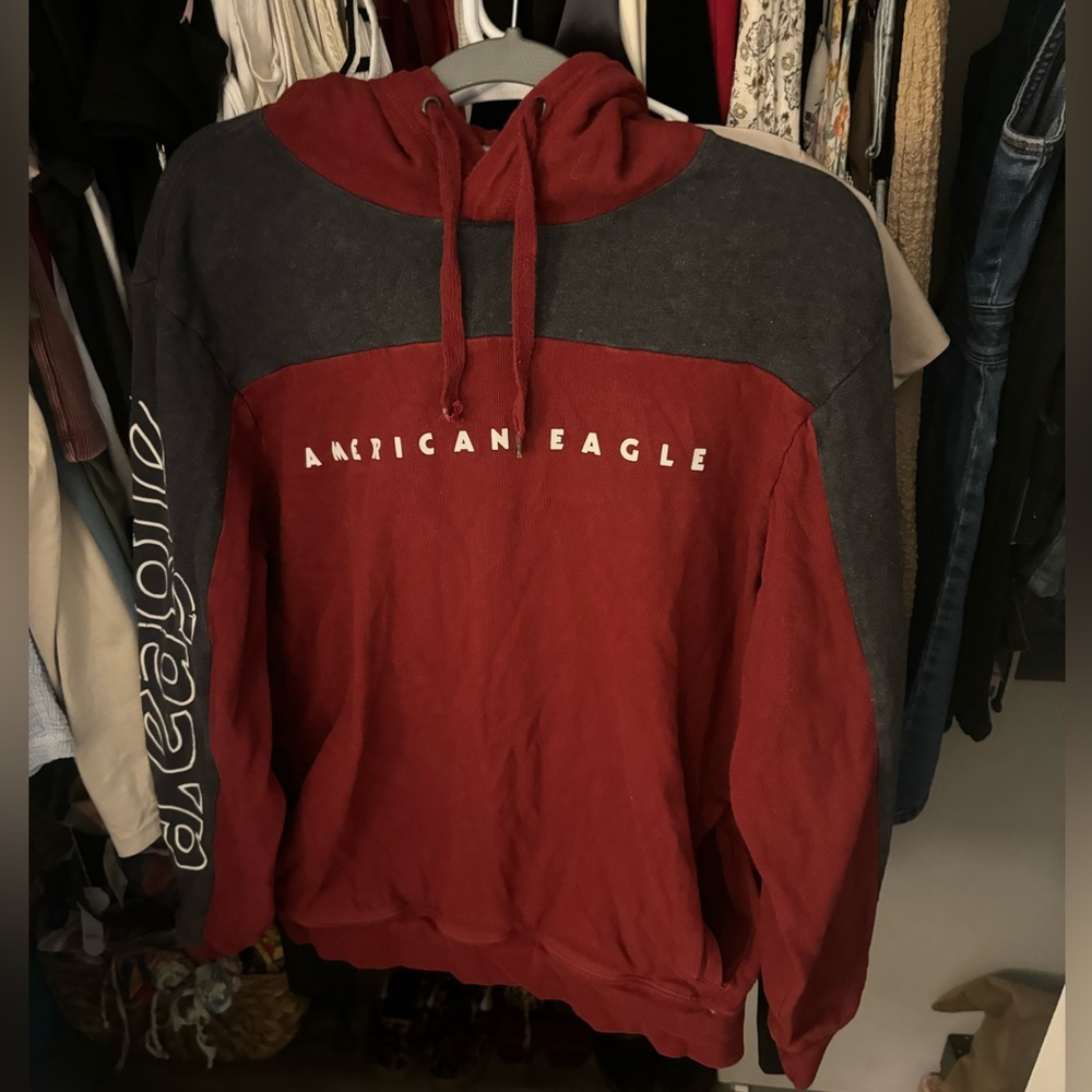 American Eagle Red and Black Hoodie